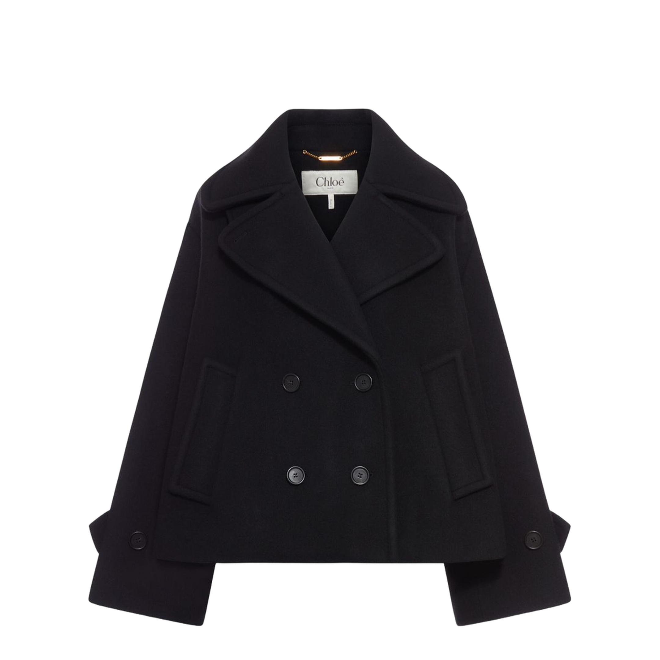 Oversized Wool Short Coat - Black - Image 1