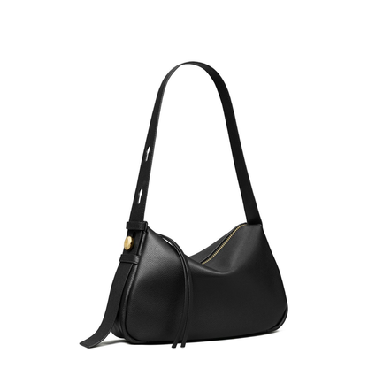 Romy Leather Shoulder Bag in Black - Image 5