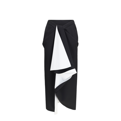 Draped Midi Skirt in Double-Faced Wool and Mohair - Image 1