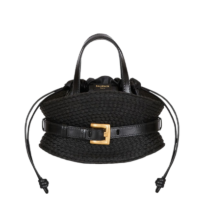 Shuffle Mini Bag in Calfskin and Raffia - Image 1