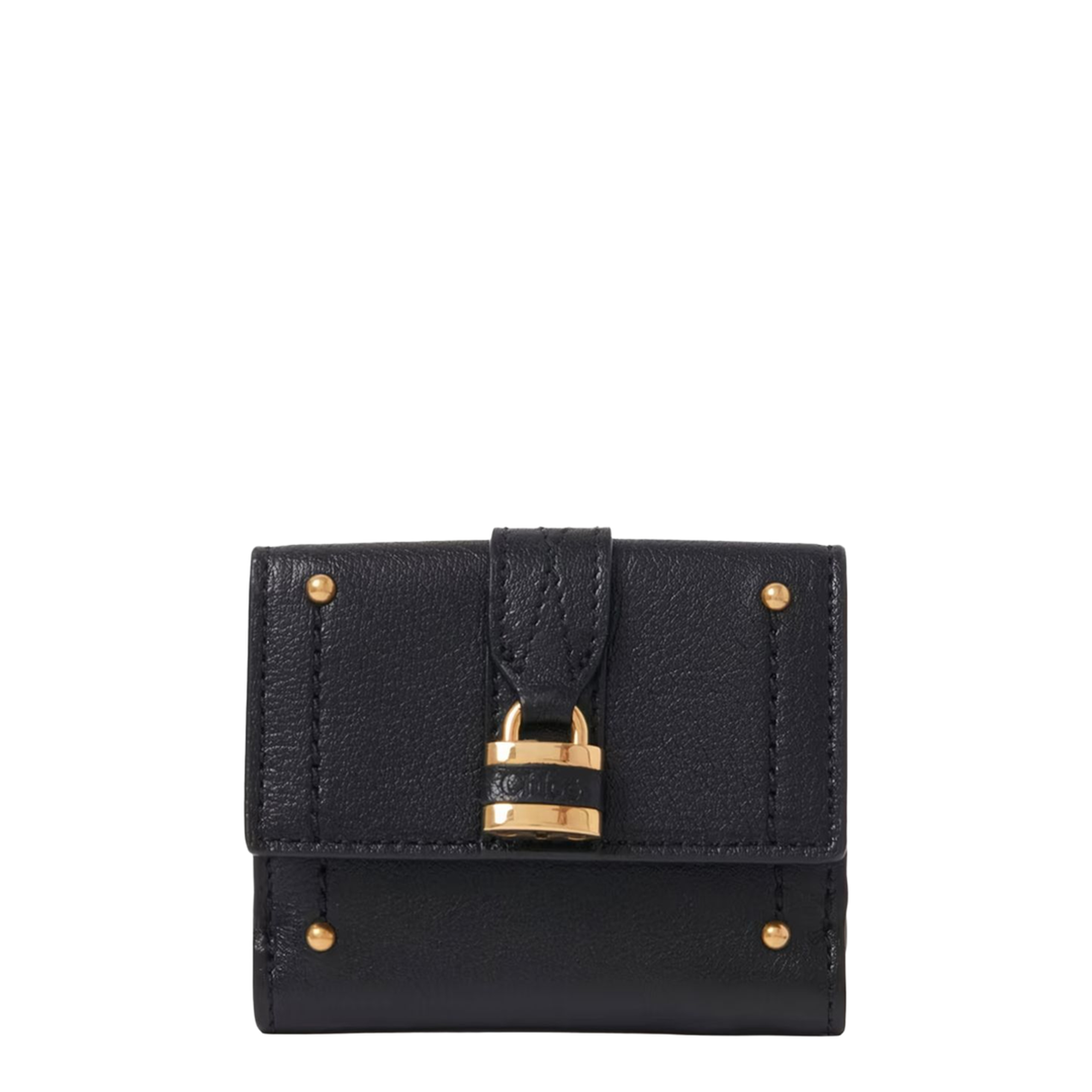 Mini Paddington Tri-Fold Wallet in Grained Buffalo Leather - Black - Image 1