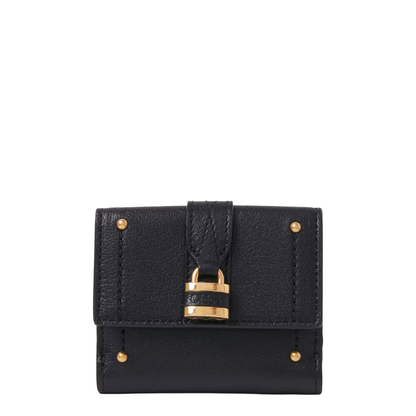 Mini Paddington Tri-Fold Wallet in Grained Buffalo Leather - Black - Image 1