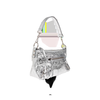 Le City Moto Mini Lambskin Shoulder Bag - Silver - Image 4