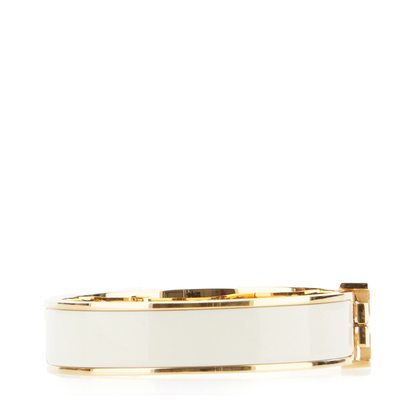 White Bracelet With Logo Plaque Closure In 18K Gold-Plated - Image 4