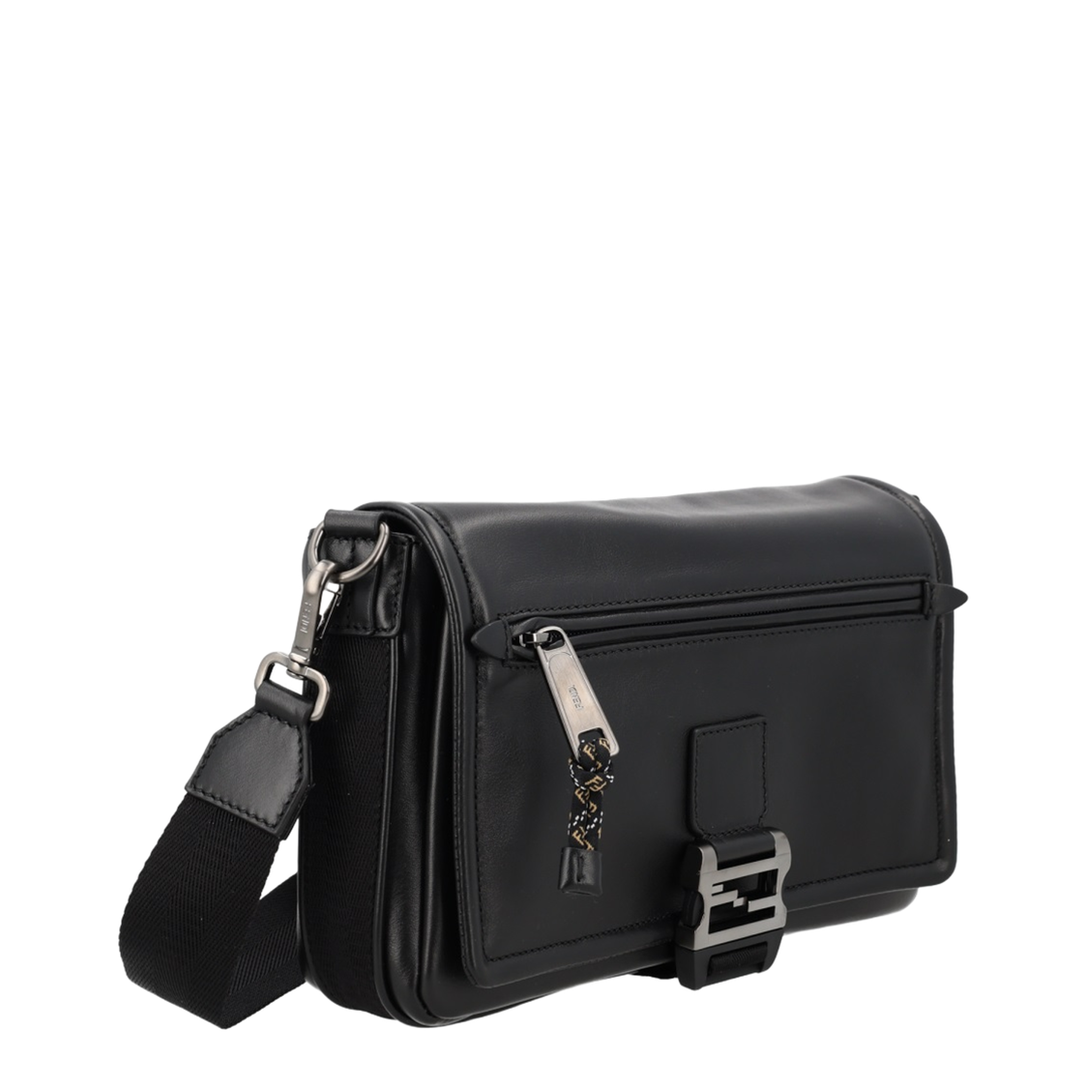 Flux Messenger Leather Crossbody Bag - Black - Image 4