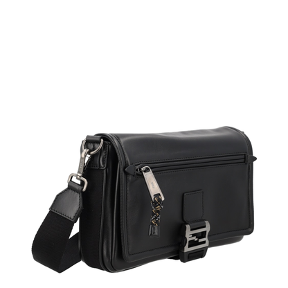 Flux Messenger Leather Crossbody Bag - Black - Image 4