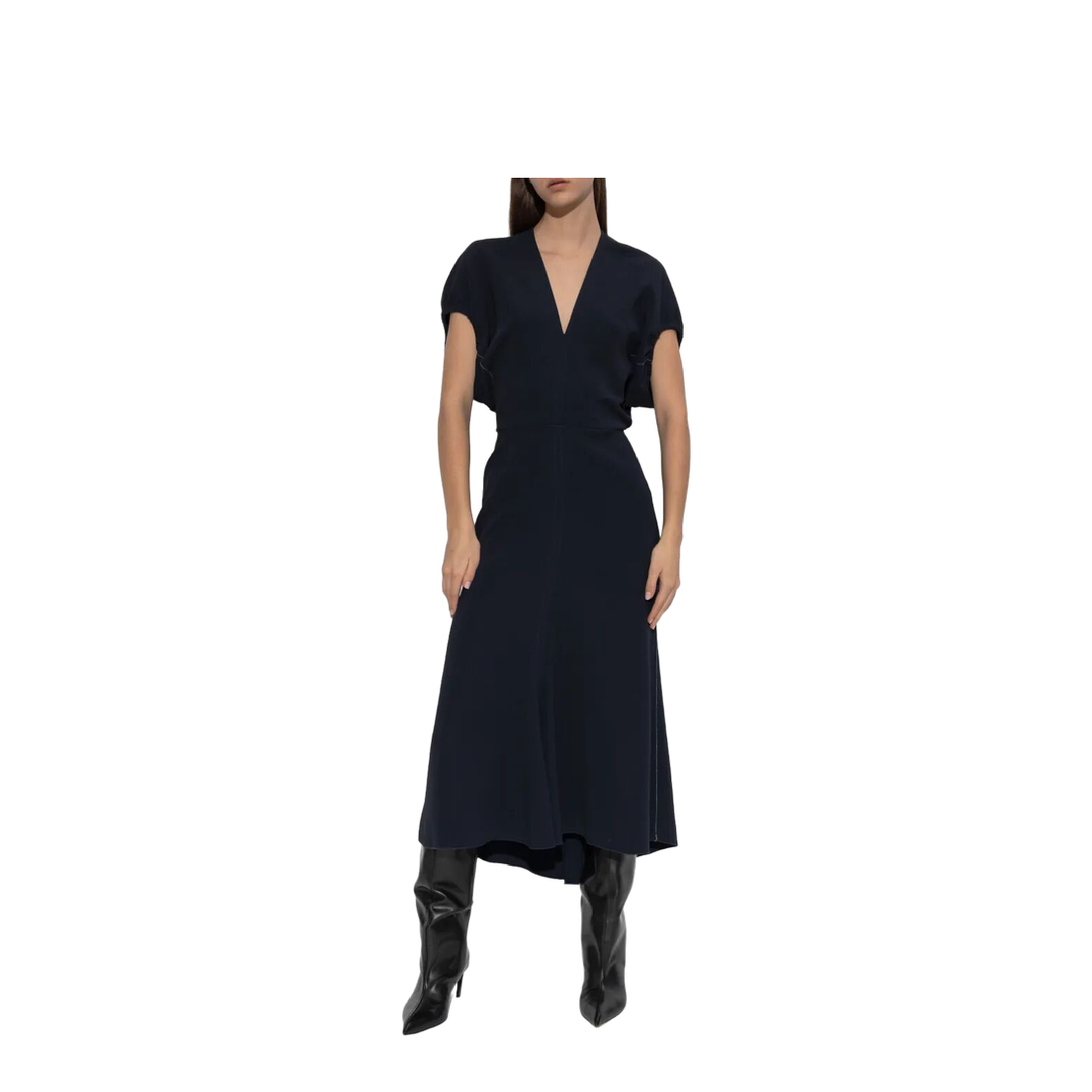Blouson Detail V-Neck Midi Dress - Image 2
