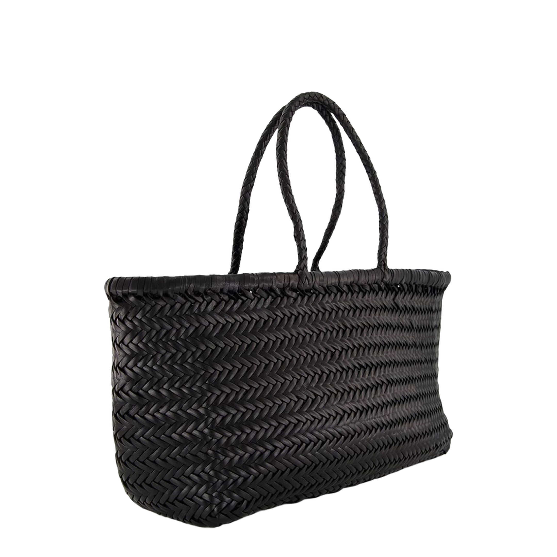 Triple Jump Medium Buffalo Leather Tote Bag - Black - Image 4