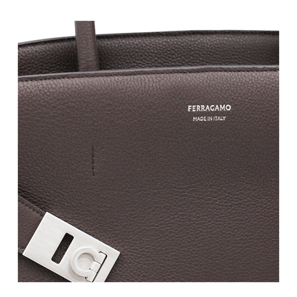 Dark Brown Leather Hug Top Handle Bag - Image 6
