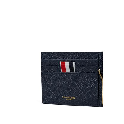 Money Clip Wallet with Side 4 Bar Stripes in Pebble Grain Leather - Image 4