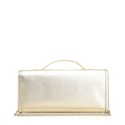 Belle Chain Leather Clutch - Gold - Image 2