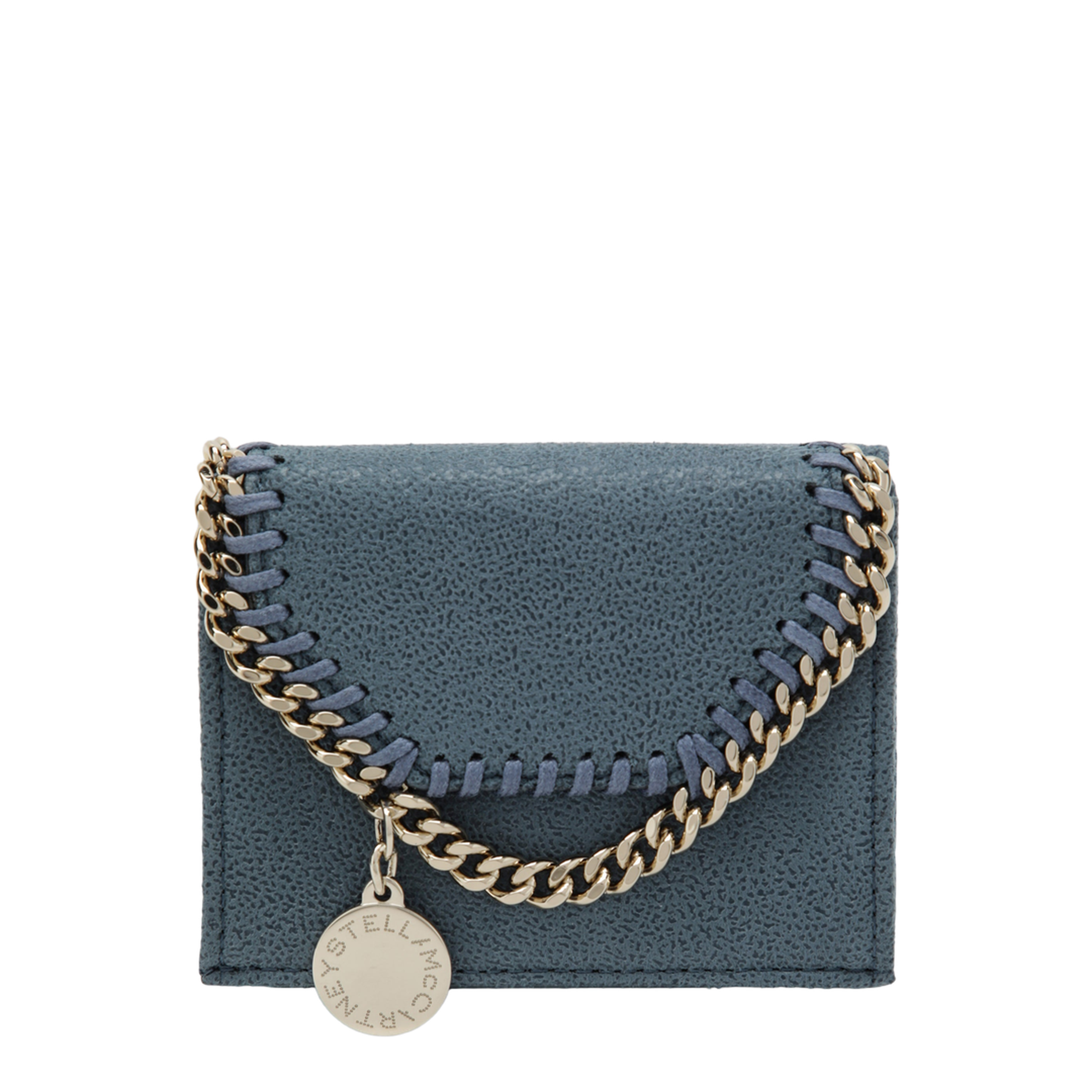 Light Blue Falabella Trifold Wallet With Chain - Image 1
