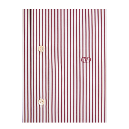 Cotton Poplin Striped Shirt with Vlogo Embroidery - Image 6