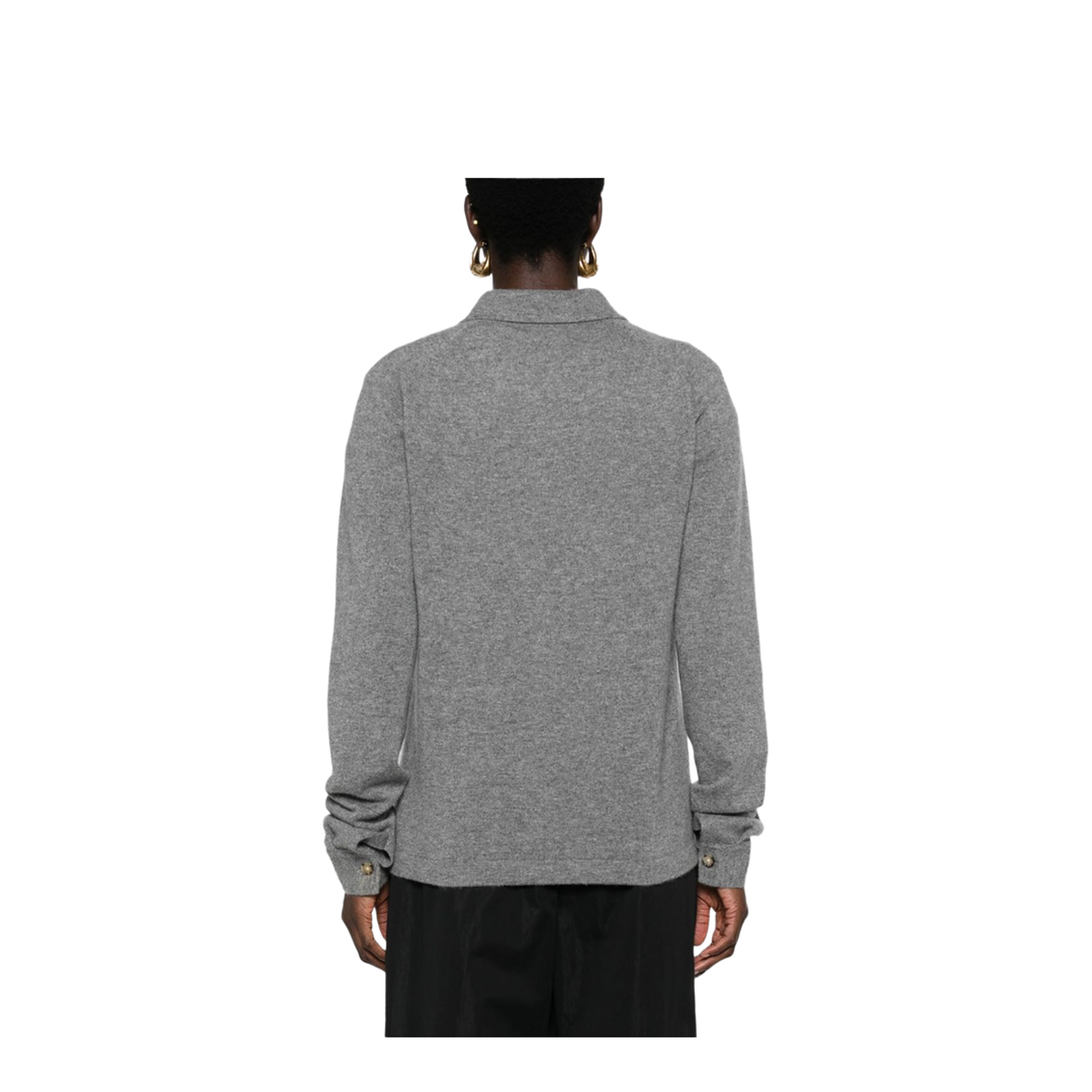 Raglan Sleeve Cashmere Shirt - Grey Melange - Image 4