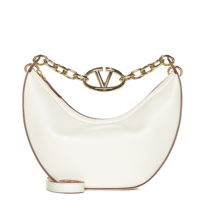 Ivory Leather Small Hobo Vlogo Moon Handbag - Image 1