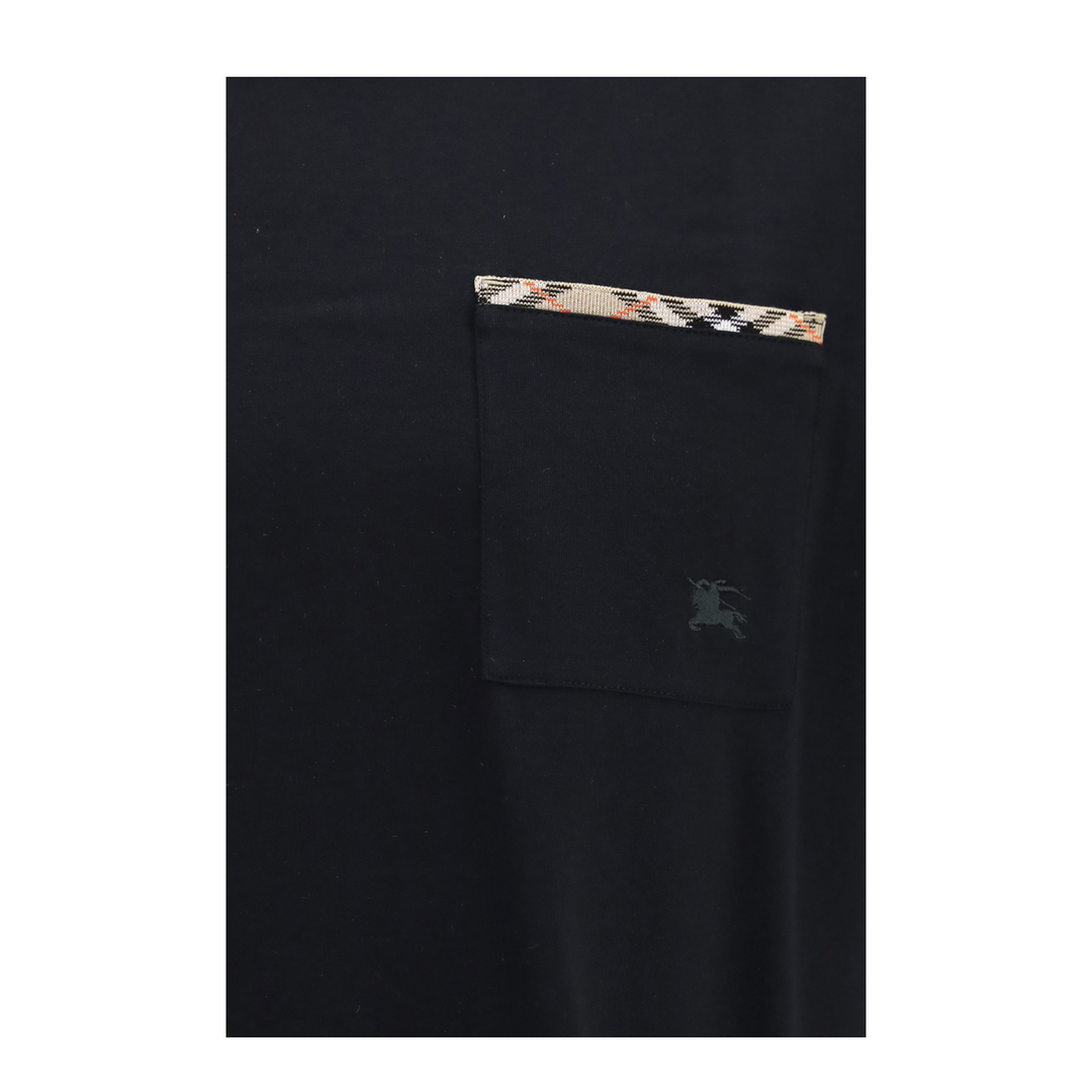 Cotton T-shirt with Check Trims - Image 3