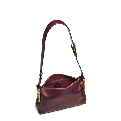 Scene Medium Smooth Leather Shoulder Bag - Dark Port - Image 5