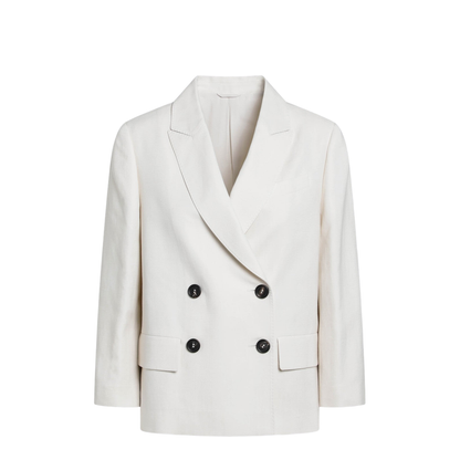 Ivory Fluid Twill Jacket in Viscose and Linen - Image 1