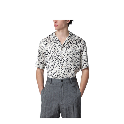 Viscose Shirt with Black/Ecru Pattern - Image 1