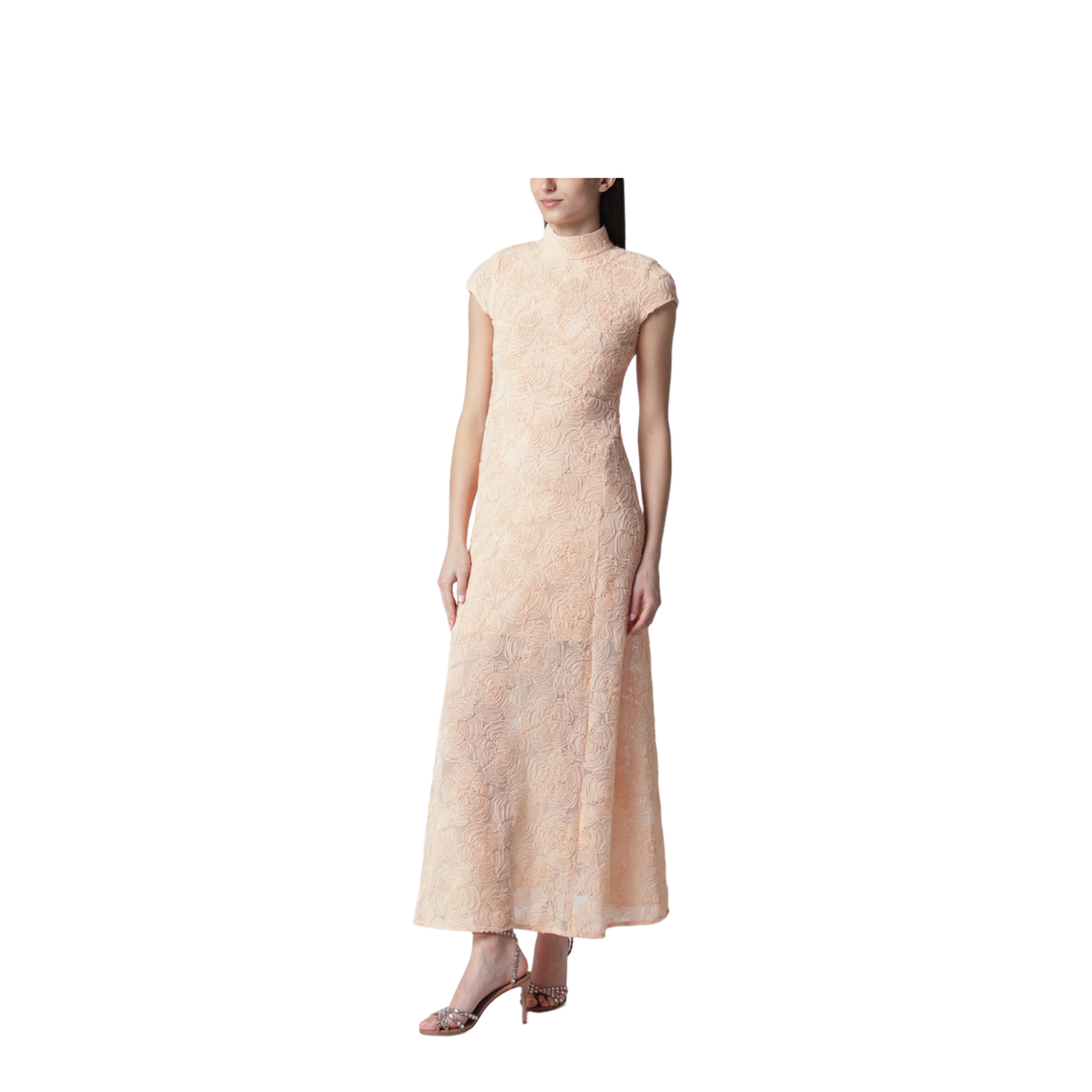 Vanilla Dress with Floral Appliqués - Image 1