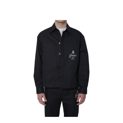 Cotton Twill Shirt With Print In Dark Blue - Image 1