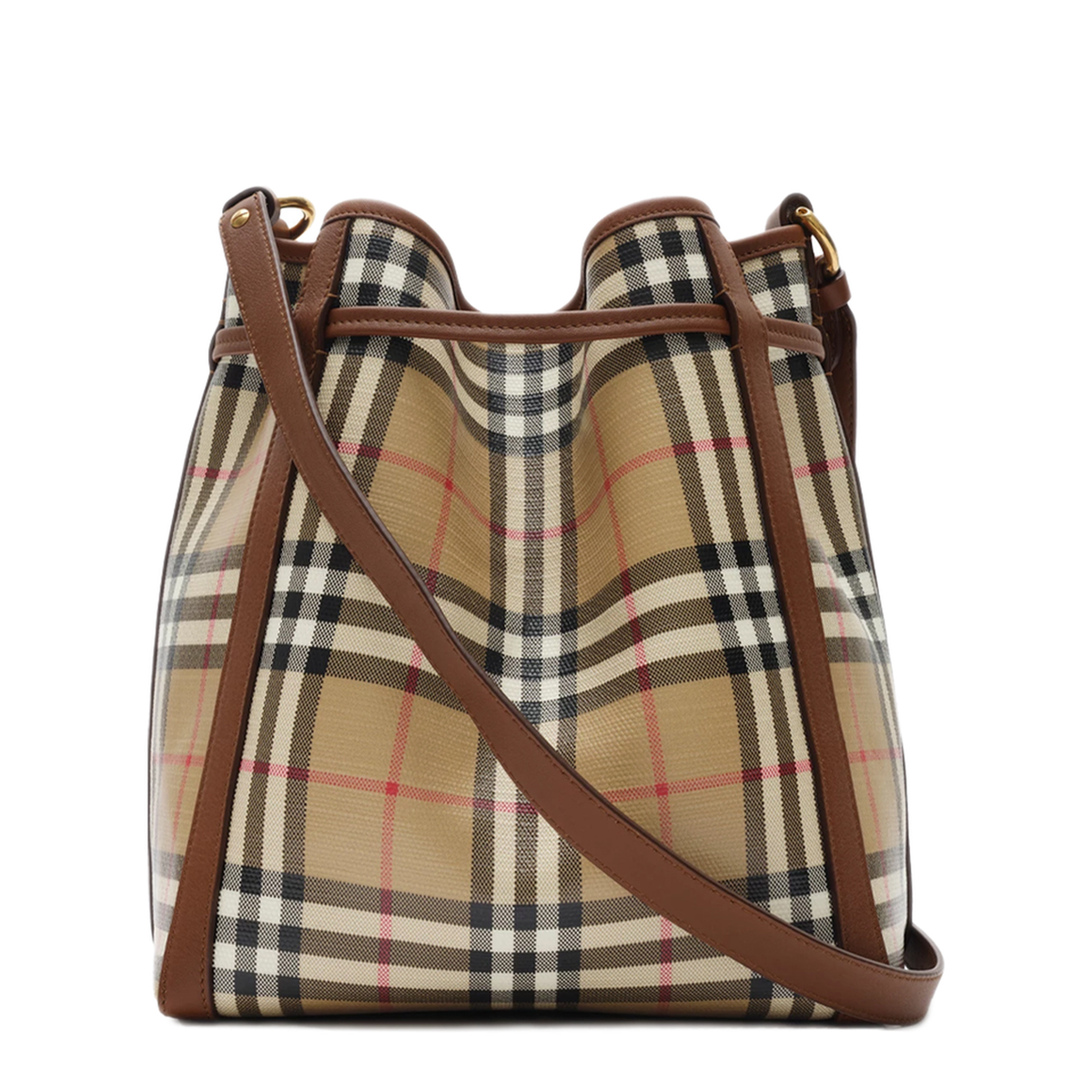 Check Small Cotton Bucket Bag - Archive Beige - Image 2