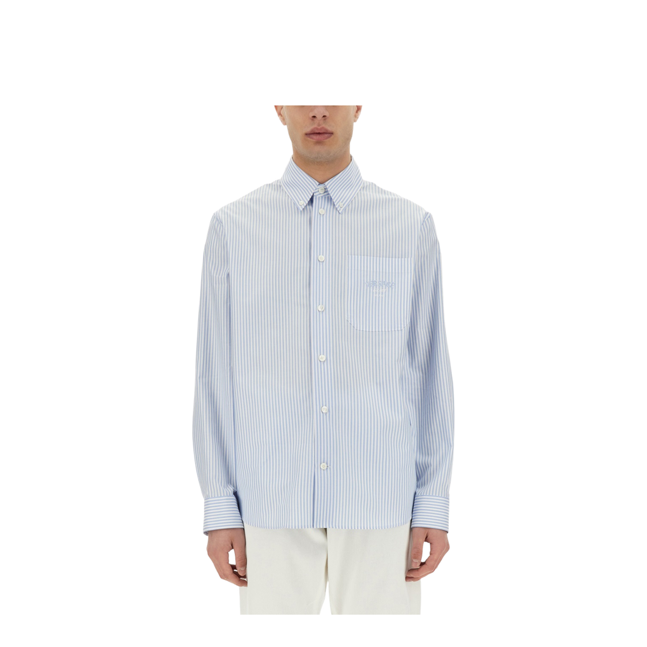 Striped Shirt With Silk Printed Insert - Image 1