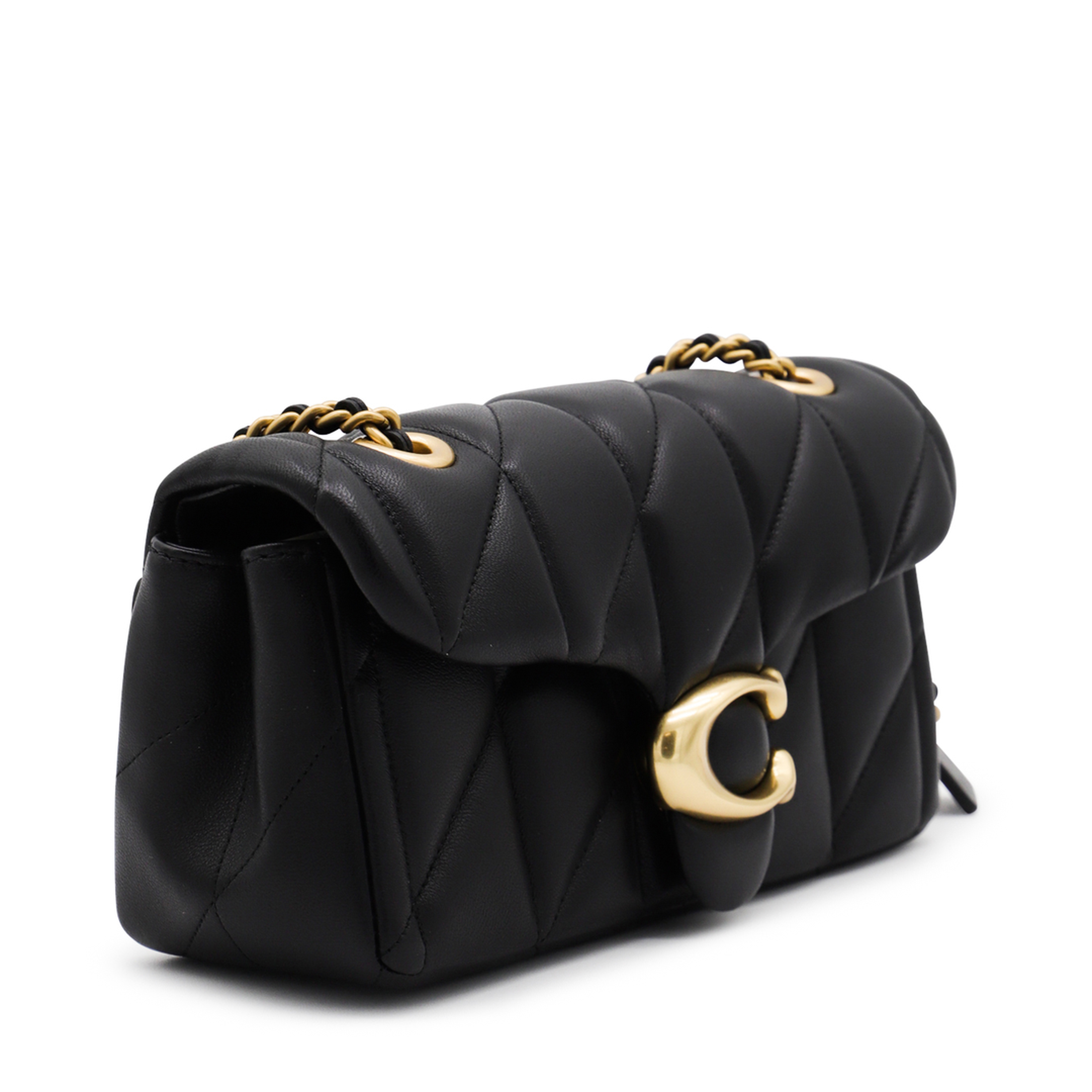 Tabby 20 Nappa Leather Shoulder Bag - Brass/Black - Image 3