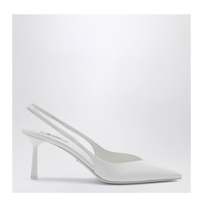 White Leather Slingback Pumps - Image 1