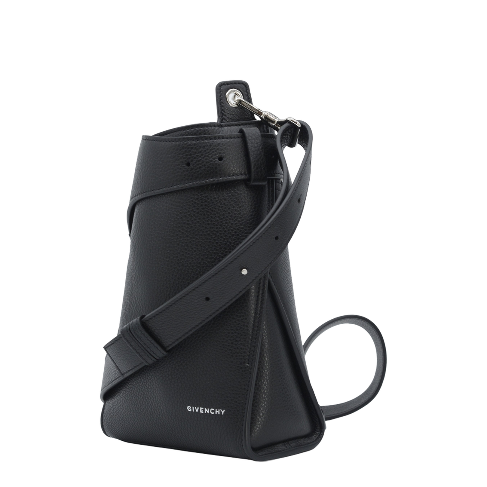 Small Belted Hobo Bag in Grained Leather - Image 3
