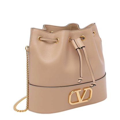 VLogo Signature Mini Nappa Leather Bucket Bag - Sand - Image 5