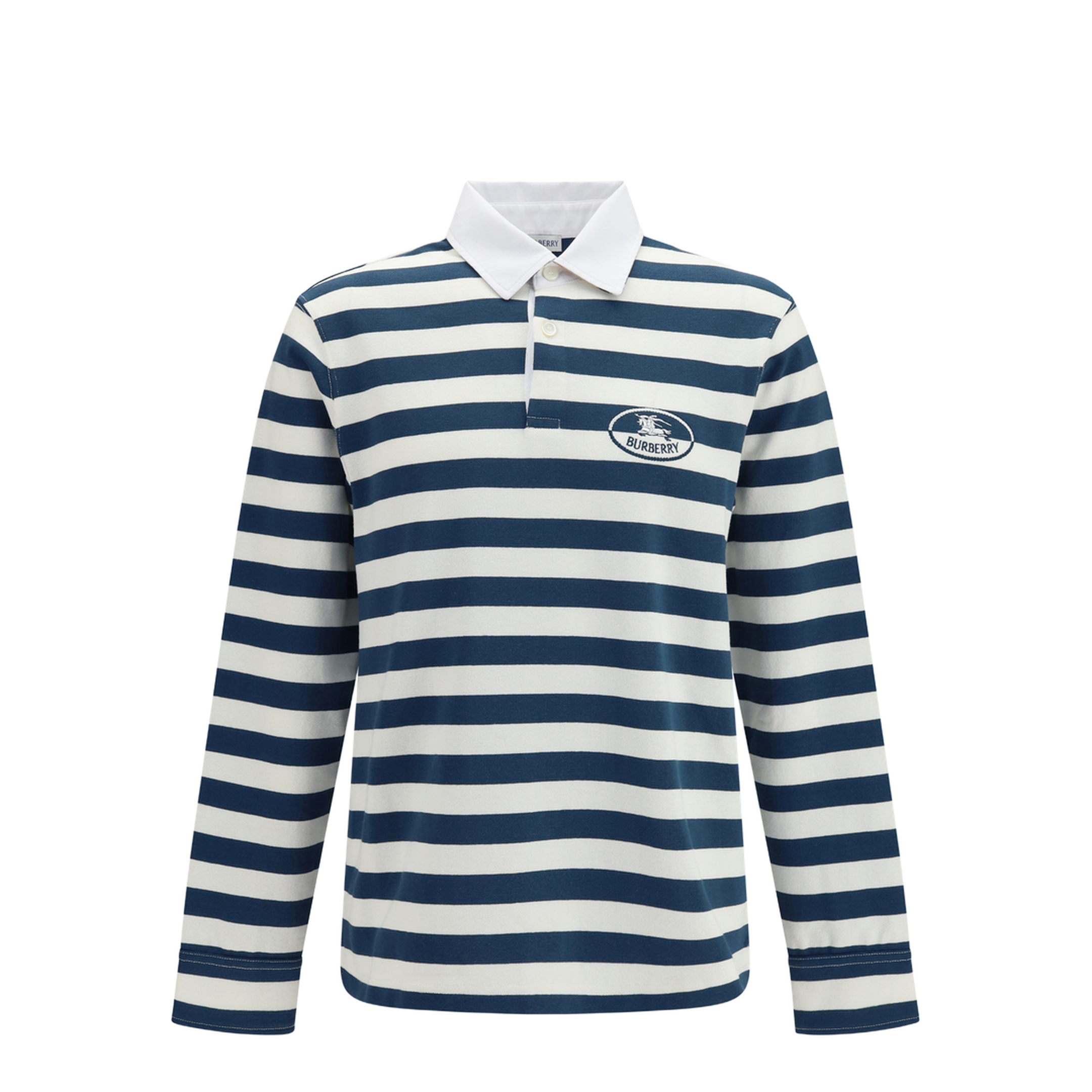 Striped Long-Sleeve Cotton Polo - Image 1