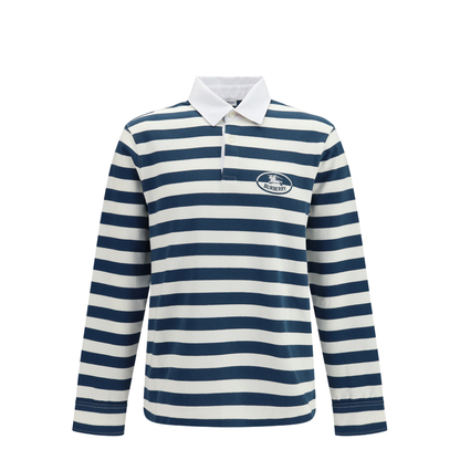 Striped Long-Sleeve Cotton Polo - Image 1