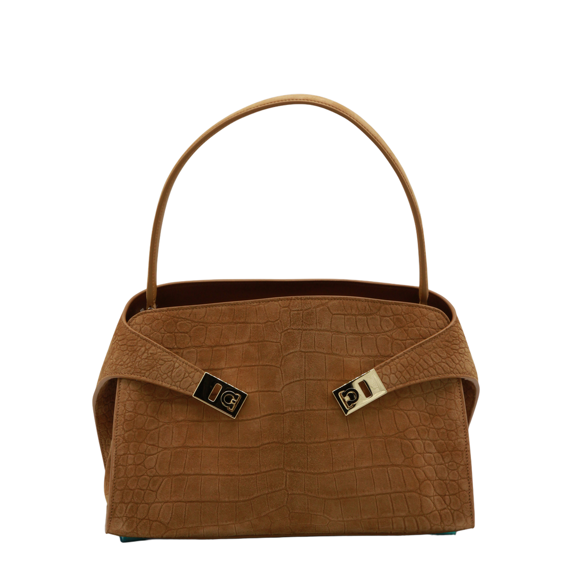 Croc Small Leather Shoulder Bag - Brown - Image 1