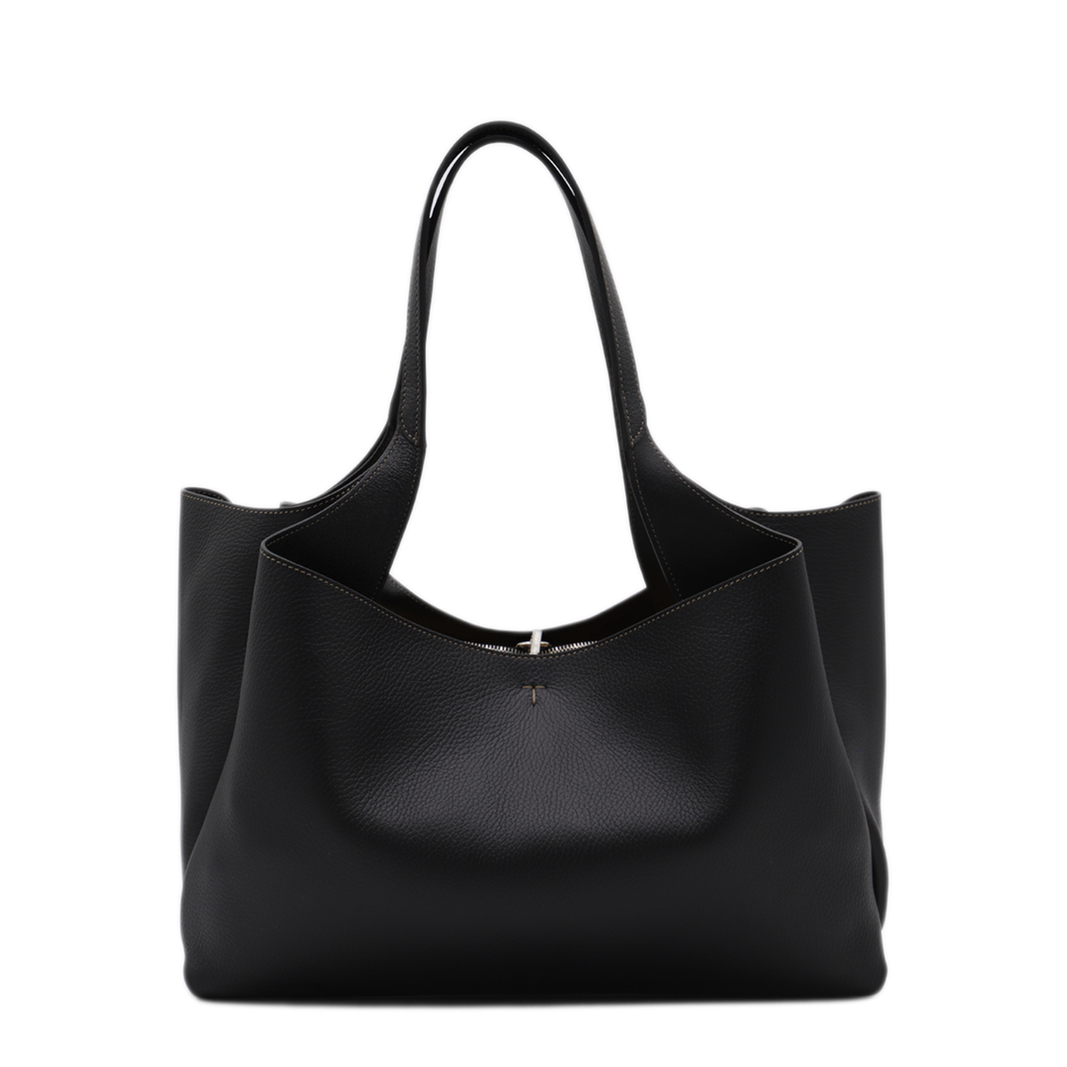 T Timeless Medium Hammered Leather Tote - Black - Image 6