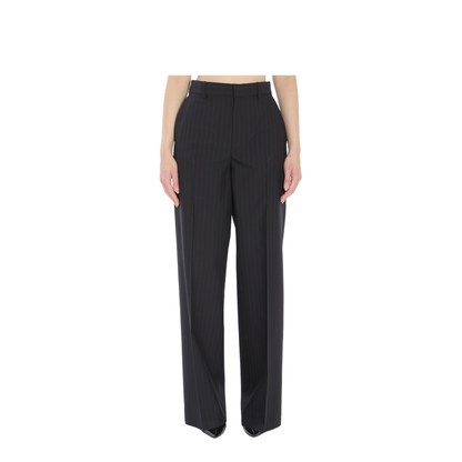 Pinstriped Wool Trousers - Image 1