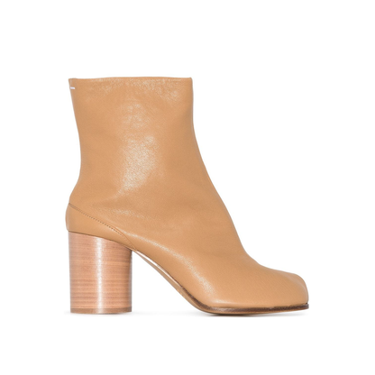 Brown Leather Tabi Ankle Boots - Image 1