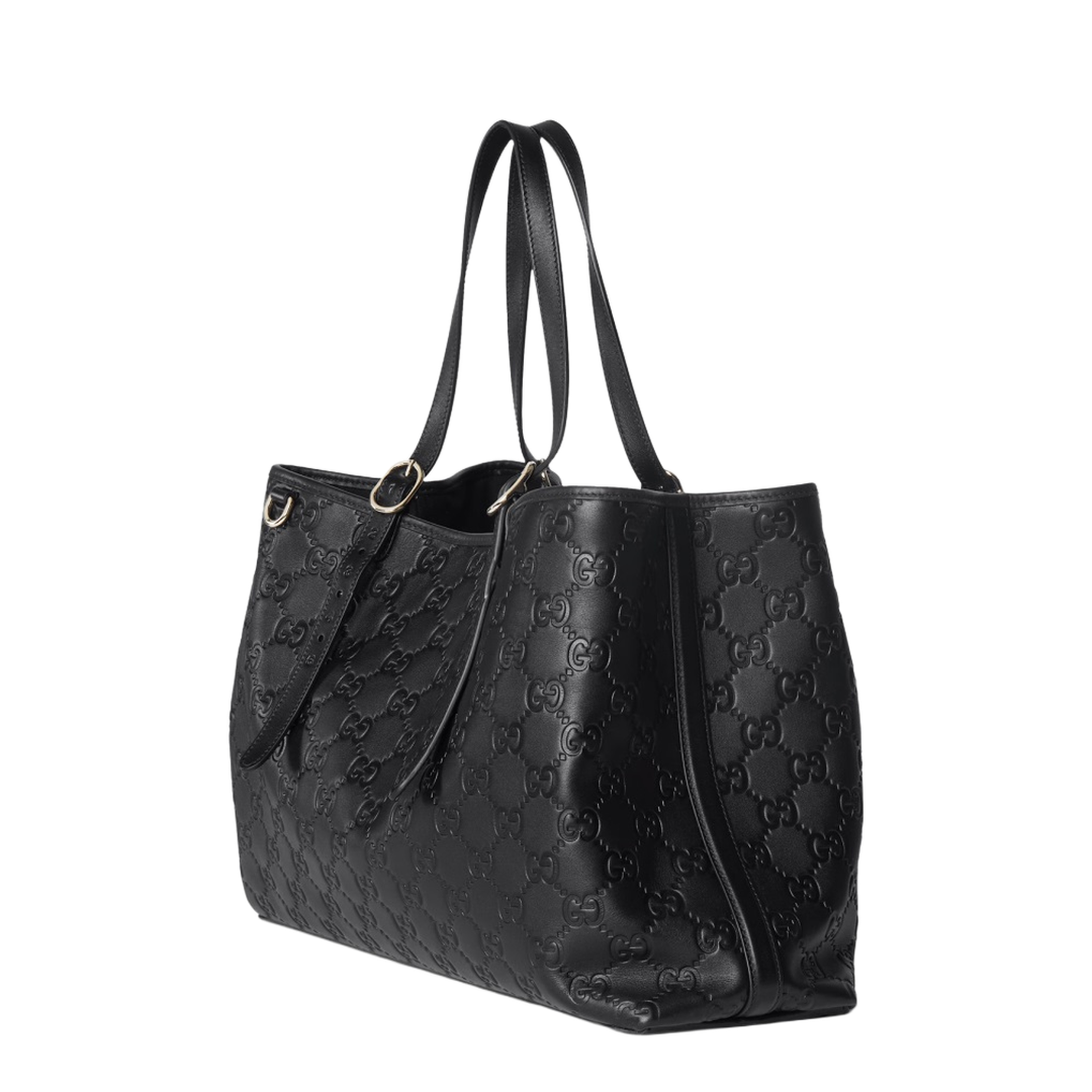 Emblem Large Leather Tote - Black - Image 3