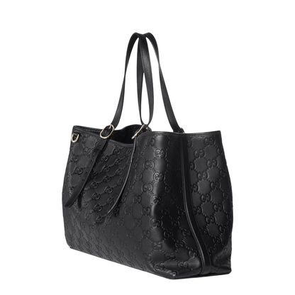 Emblem Large Leather Tote - Black - Image 3