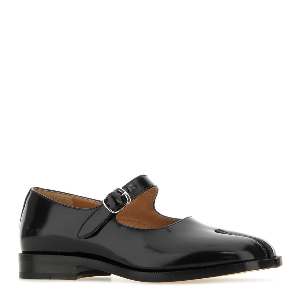 Black Leather Tabi Mary-Jane Shoes - Image 2
