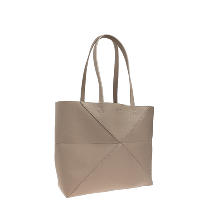 Puzzle Fold Medium Soft Grained Calfskin Tote - Clay - Image 4