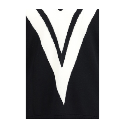 Sweater in Virgin Wool with Intarsia V Detail - Image 3