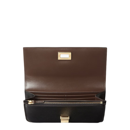 Way Calfskin Continental Wallet - Black and Chocolate Brown - Image 3