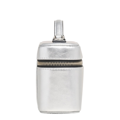 Scene Smooth Metallic Leather Vanity Bag - Silver - Image 2