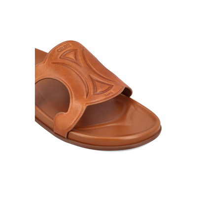 Triomphe Leather Sandals In Brown - Image 3