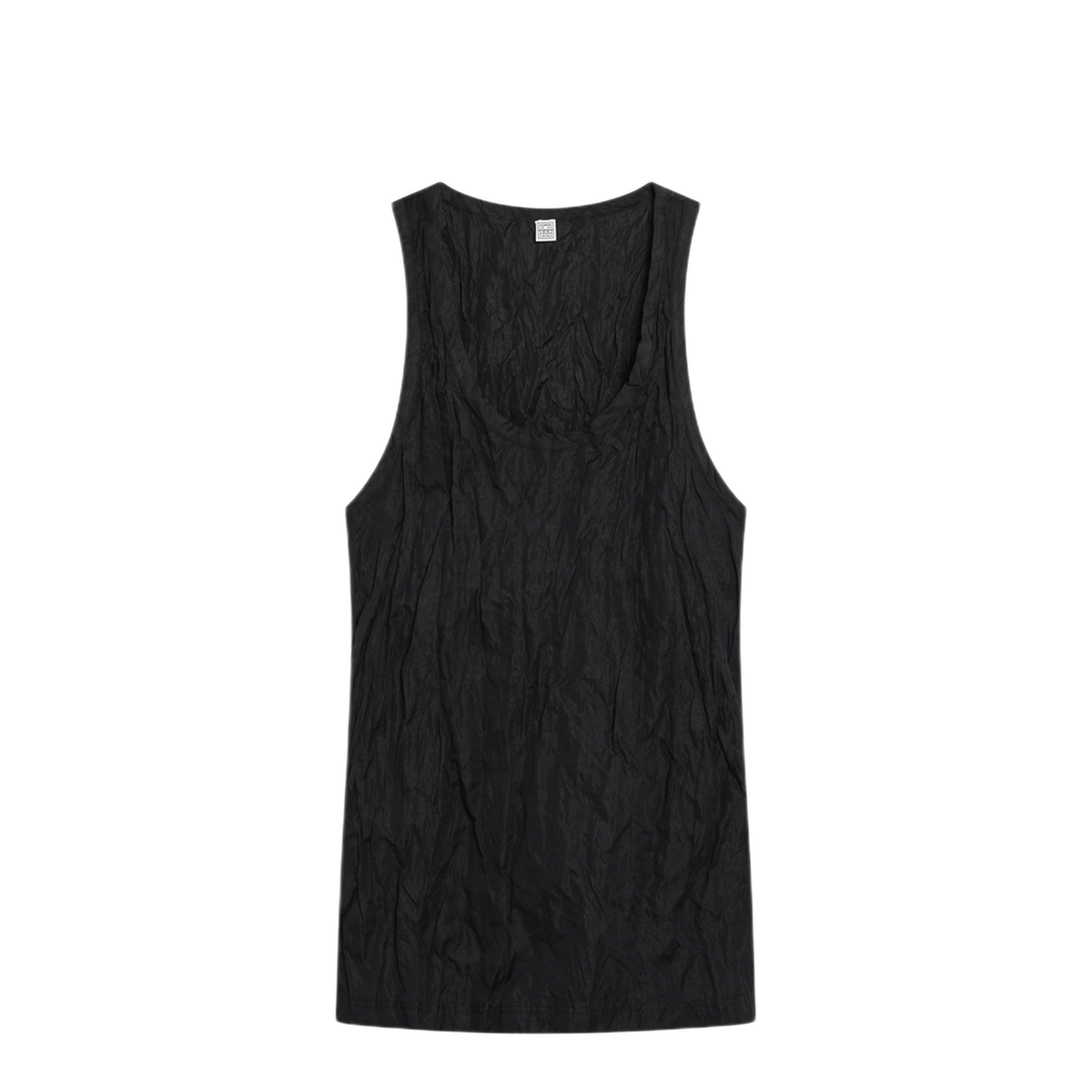 Black Crinkled Cotton Tank Top - Image 1