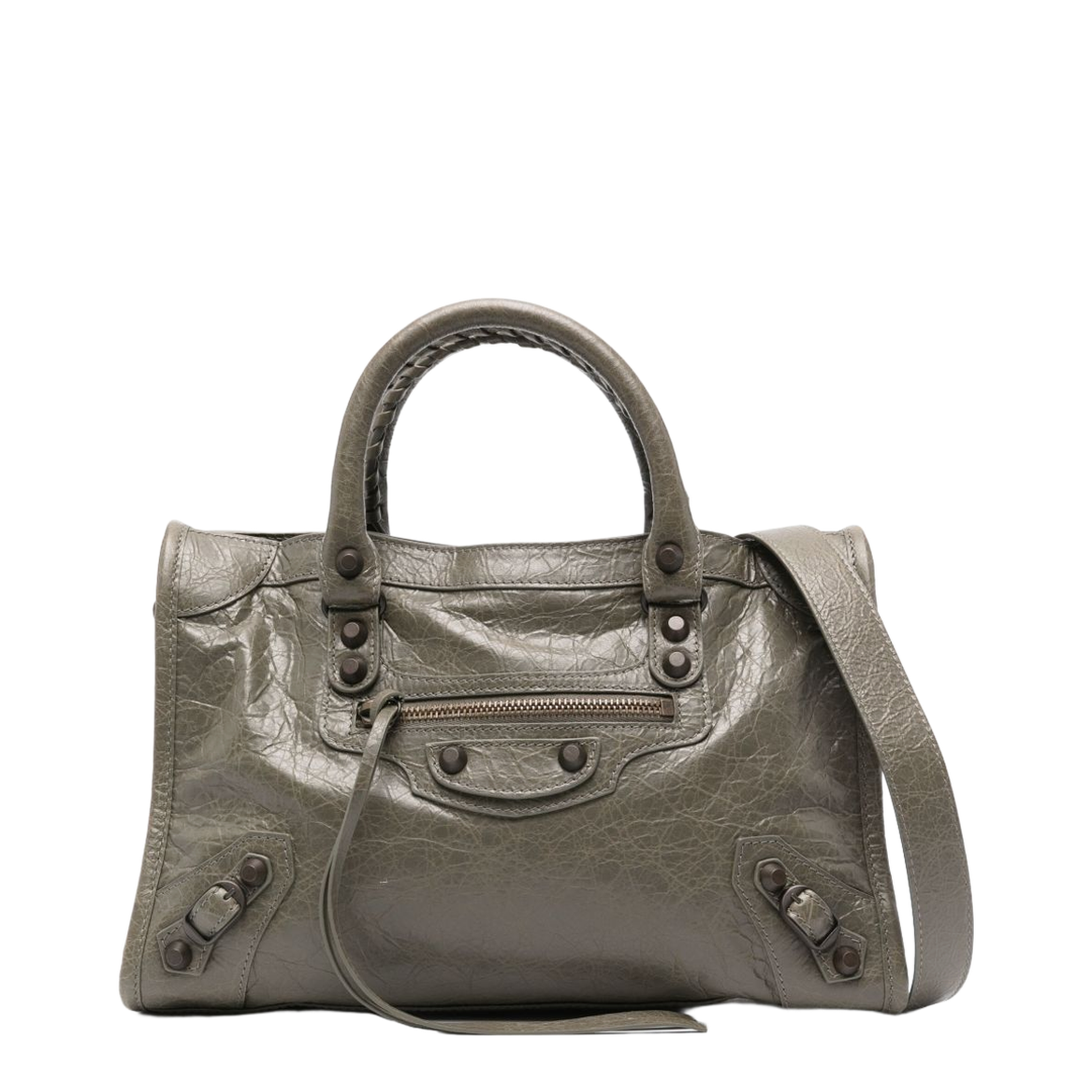 Le City Small Storico Fine-Grained Lambskin Leather Top-Handle Bag - Army Green - Image 1