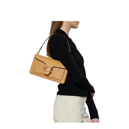 Tabby 26 Polished Pebble Leather Shoulder Bag - Brass/Biscuit - Image 3