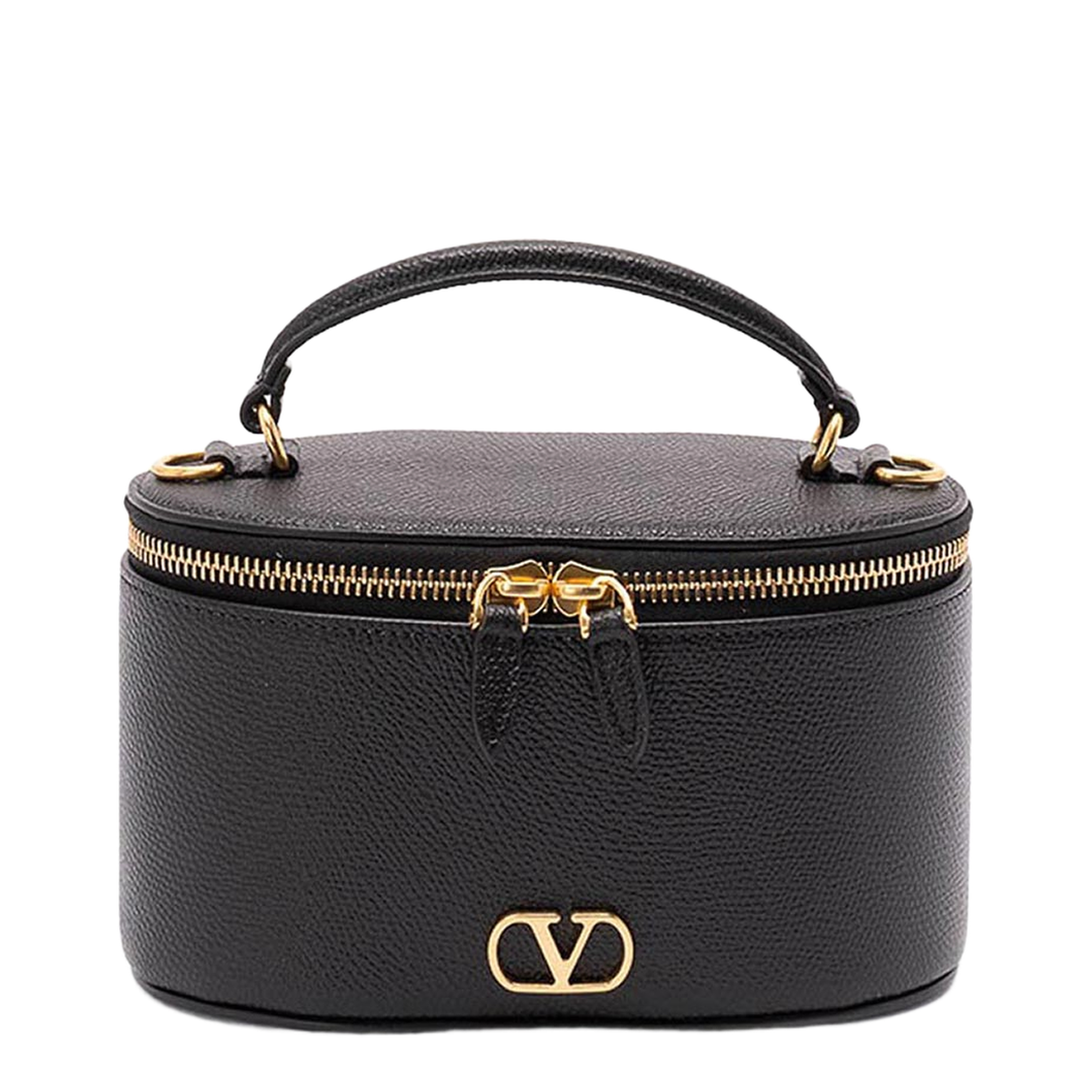 VLogo Signature Mini Vanity Bag Grainy Calfskin - Black - Image 4