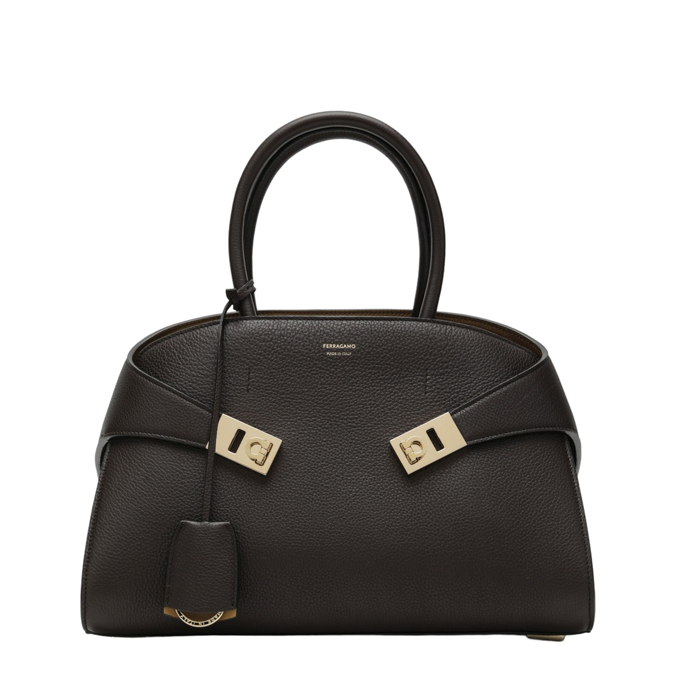 Hug M Handbag in Brown/Ochre Leather - Image 1